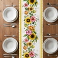 thumbnail image 6 of Sunflower Table Runner - 72 Inch Long, Kitchen Dining Table Runner Dresser Scarves, Pink Yellow Floral Elegant Pastoral Checkered Farmhouse Decor for Coffee Tables Wedding Party Banquet, 6 of 8