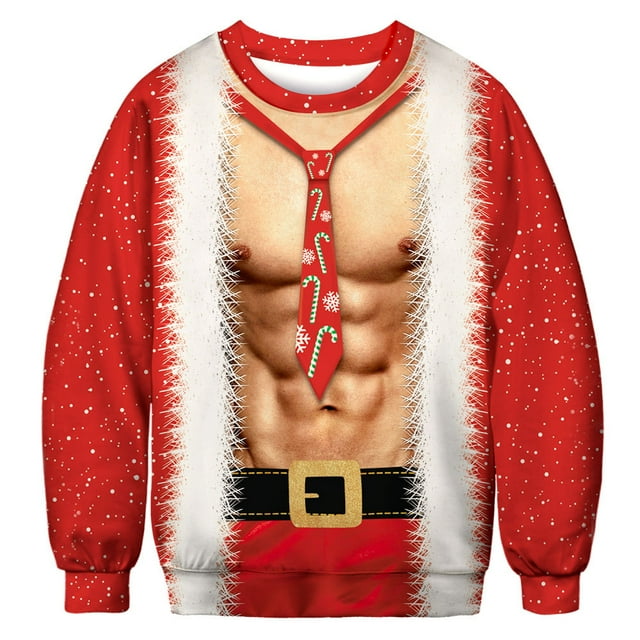 ZECATL Unisexe Col Rond 3D Imprimé Numérique Laid Pull de Noël Sweatshirts