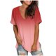 thumbnail image 1 of Fiudx Liquidación de Ofertas Flash Camisetas Holgadas de Manga Corta con Cuello En V Degradado Informal a La Moda para Mujer, 1 of 4