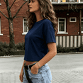 thumbnail image 5 of Dwellite Workout Crop Tops Oversized Tshirts for Women Drop Shoulder Crewneck Short Sleeve Shirts 2026 Navy L, 5 of 7