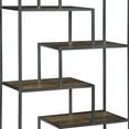 thumbnail image 4 of 72 Inch Wood Bookcase, Geometric Metal Frame, 7 Shelves, Gray, Brown, 4 of 5