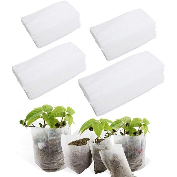 Sunjoy Tech 100Pcs 10 Size Biodegradable Non-Woven Nursery Bags Plant Grow Bags Fabric Seedling Bags Home Garden Supply