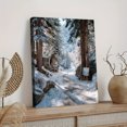 thumbnail image 7 of Snow Evergreen Winter Forest Path Canvas Print, Serene Seasonal Rustic Home Living Room Wall Decor Art, 7 of 7