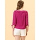 thumbnail image 4 of Blusa de lunares Allegra K Media Manga Cuello con Volantes Rosa Caliente M, 4 of 5