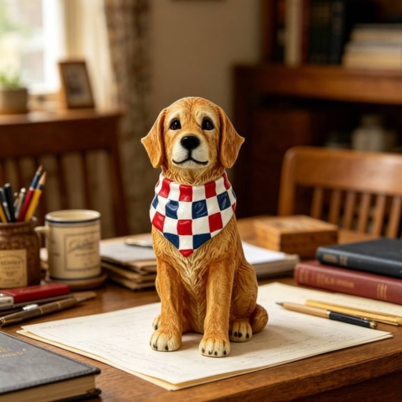 Gallickan Patriotic Dog Statue 4th Of July Decorative Figurine, Independence Day Cute Dog Figurine, Red White Blue USA Flag Decor, Holiday Party Centerpiece for Home Office Mantel Shelf