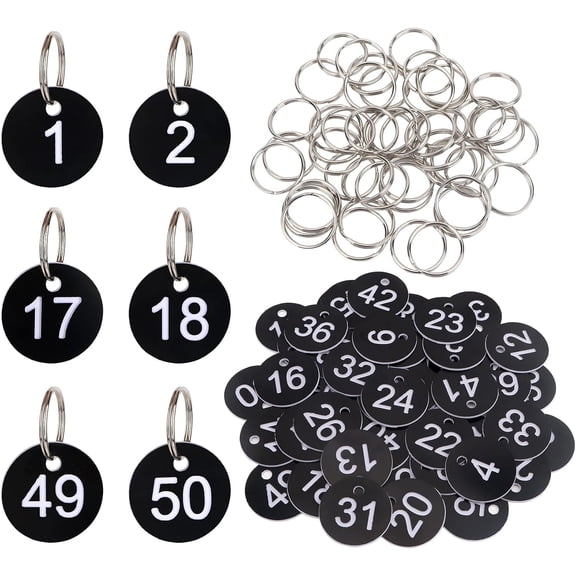 Numbers Tags, Plastic Round Numbered Key Tag Key Chains