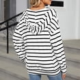 thumbnail image 4 of HNMKIU Brown Hoodie And Winter Drawstring Hooded Striped Long Sleeved Sweatshirt Top, 4 of 4