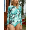 thumbnail image 3 of Women's One Piece Rashguard Zip Back Swimsuit Surfing Shirt Sun Protection, 3 of 6