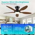 thumbnail image 4 of PHORUS 46" Low Profile Ceiling Fan with Light and Remote, Modern Flush Mount Ceiling Fan with APP Control, Quiet Reversible DC Motor, Dimmable LED, Indoor/Outdoor, Brown, 4 of 10
