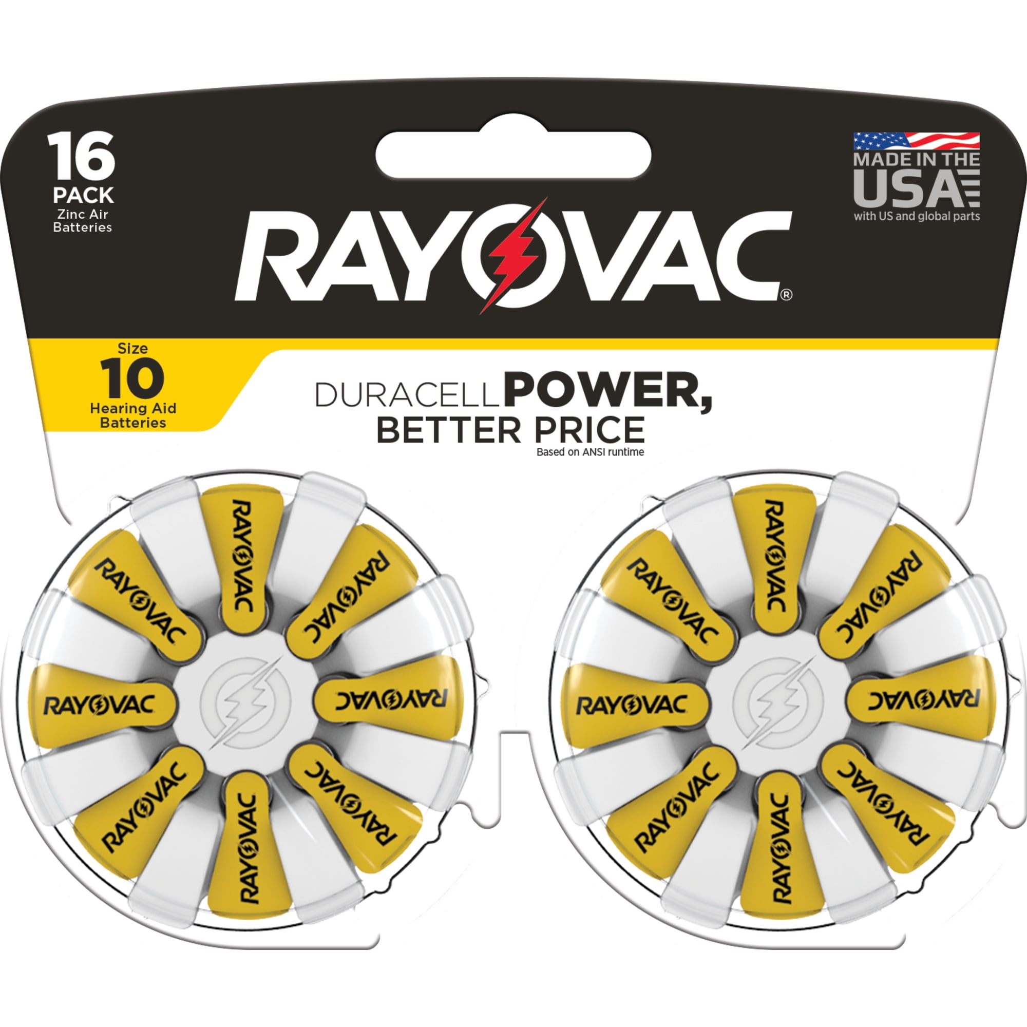 Rayovac Size 10 Hearing Aid Batteries (16 Pack), Size 10 Batteries