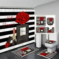 thumbnail image 6 of Fashion Perfume Shower Curtain Set Pink Rose Flower Modern Woman Girl Home Bathroom r Non Slip Rug Bath Mat Toilet Lid Cover, 6 of 7