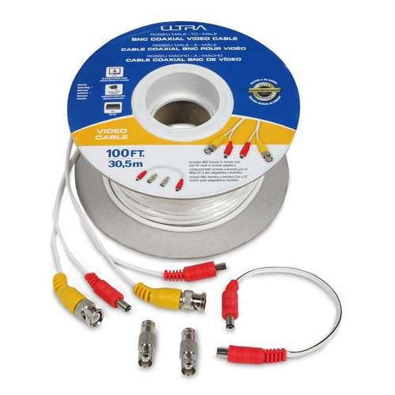 Ultra 100FT RG58/U Male-To-Male BNC Coaxial Video Cable - 100FT, 30.5m, MaleToMale