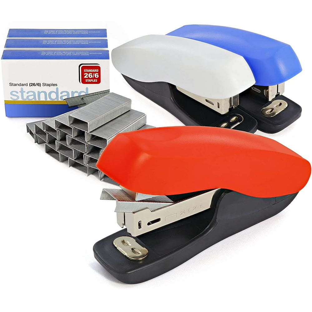 Standard Desktop Staplers, Heavy Duty, Non Slip, Ergonomic Jam Free, Hand Held Stapler Set, for