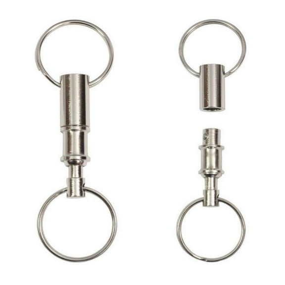 2PCS Silver Dual Key Ring Detachable Pull Apart Key Rings Keychains with 2 Heavy Duty Split Rings Lock holder Key Accessory