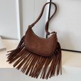thumbnail image 1 of Bolso con borla de media luna para mujer, bolso bohemio con correa ajustable, bolso de media luna para mujer, 1 of 8