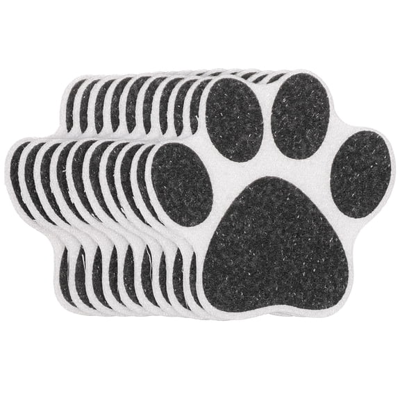 QIFULL 10Pack Circular Dog Paw Stickers Black PEVA Decorative Bathrooms