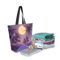 thumbnail image 2 of FORMRS Womens Canvas Tote Bag with Zipper Inner Pocket Shoulder Handbag, Night Purple Road, 2 of 7