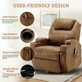 thumbnail image 6 of Lnsenfin Manual Swivel Rocker Recliner Chair with Massage Faux Leather for Living Room,Light Brown, 6 of 7