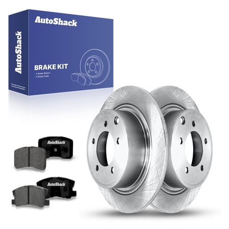 AutoShack 11.89" (302 mm) Rear Solid Brake Rotors   Premium Ceramic Brake Pads | Replacement for 2010-2017 Jeep Patriot 2007-2017 Jeep Compass 2008-2013 Dodge Avenger | 6-PC Brake Kit