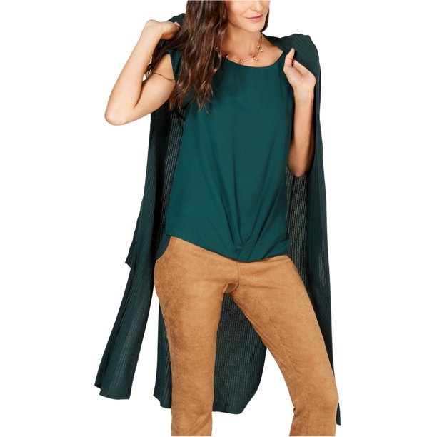 INC Blusa sólida para mujer, verde, mediana I-N-C Pull-over