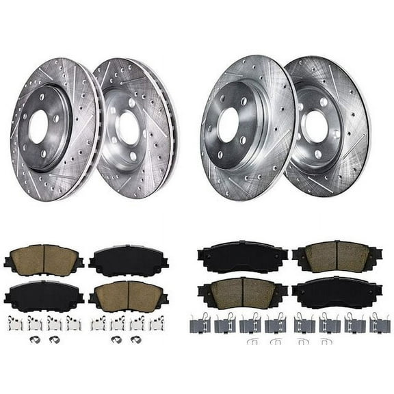 Front and Rear Brake Pad and Rotor Kit - Compatible with 2019 - 2021 Toyota RAV4 2020