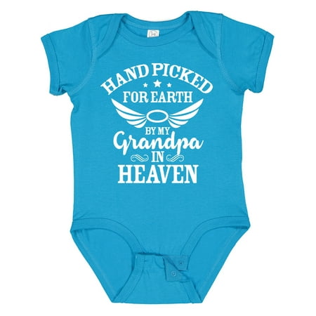 

Inktastic Handpicked for Earth by My Grandpa in Heaven Angel Wings Gift Baby Boy or Baby Girl Bodysuit
