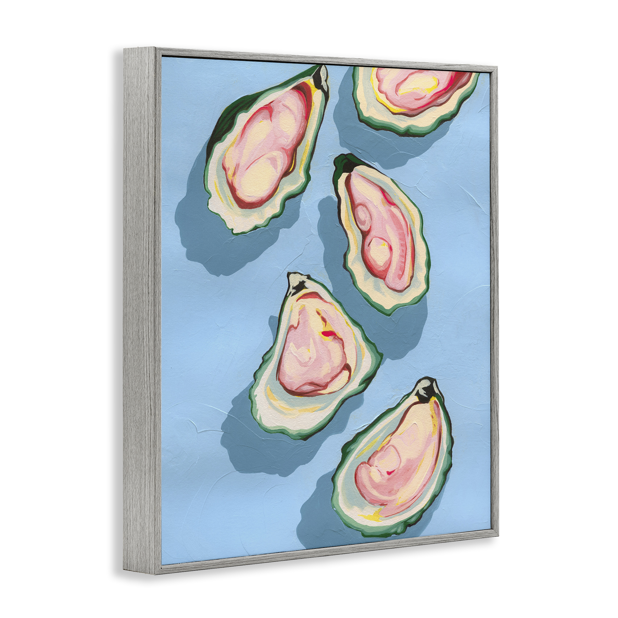 Stupell Industries Summer Beach Oysters Animals & Insects Painting Gray Framed Art Print Wall Art, 11 x 14