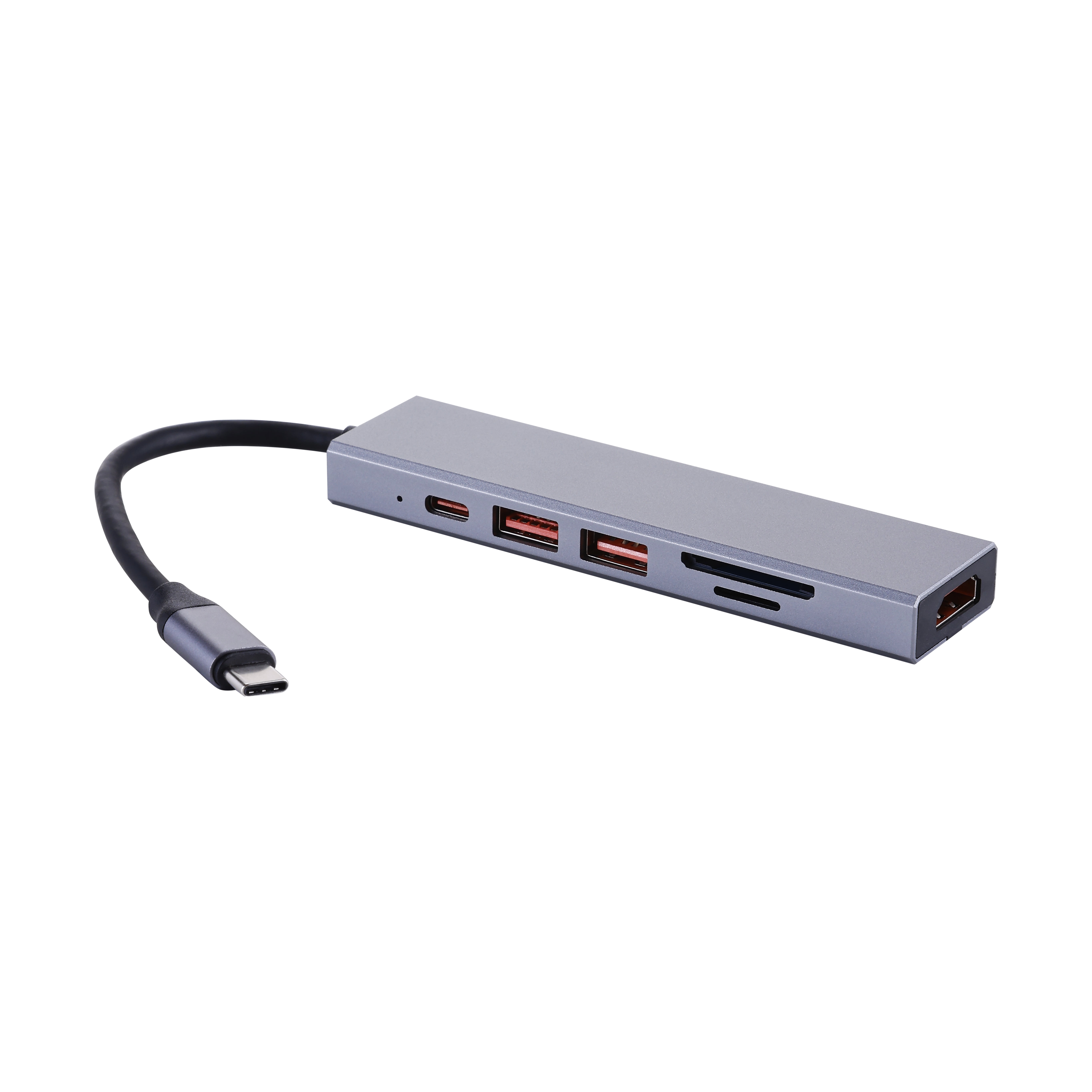 GRIFFIN USB-C 4K Multi Hub Adapter – 6-in-1 USB-C Docking Station with 2× USB-A 3.0, 4K HDMI, USB-C PD, SD/TF Card Reader – Compatible with MacBook, Windows Laptops, Tablets