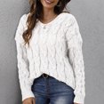 thumbnail image 2 of Lilgiuy Women's V-Neck Casual Solid Color Knit Long Sleeve Hooded Pullover Sweater Top 2022 Fall Winter, 2 of 5