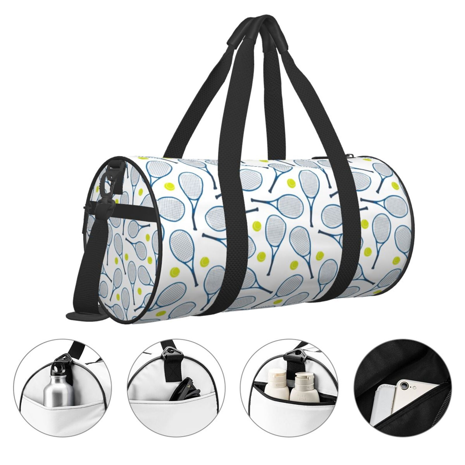 Vsdgher Tennis Rackets And Balls 45L Foldable Duffel Bag, Sports Gym Bag,Overnight Bag, Portable Weekender Bag for Airplanes