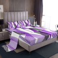 thumbnail image 1 of Erosebridal Chic Geometric Sheet Set Queen, Orchid Stripes Bedding Sets Queen Size, Abstract Decor 4-Piece, 1 of 7
