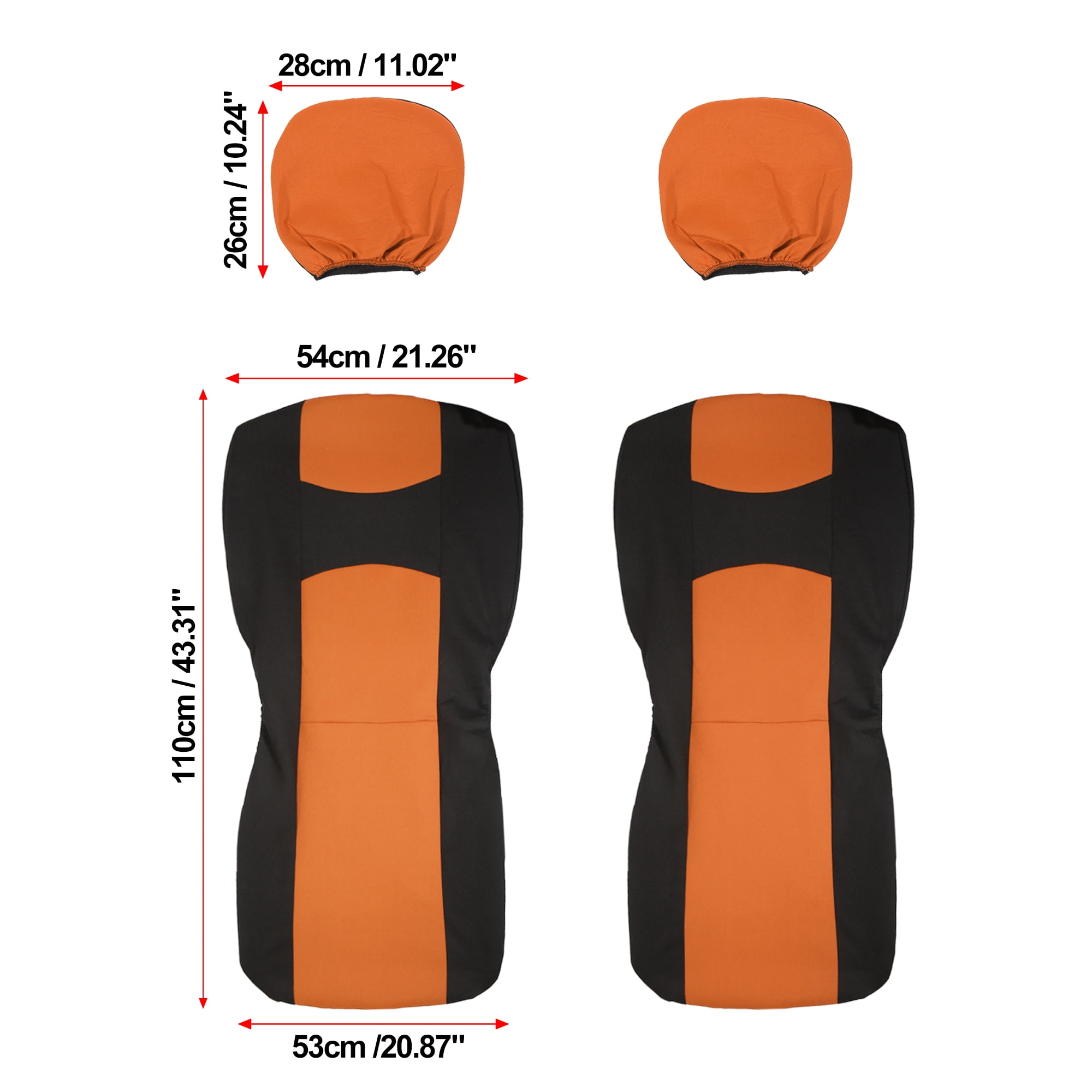Unique Bargains 4Pcs Universal Front Car Seat Cover Kit for Most Cars Orange