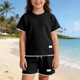 thumbnail image 7 of Grblisyd Boys Girls 2 Piece Outfits Waffle Knit Short Sleeve Crew Neck Top and Shorts Set Athletic Summer Clothes for Girls Size 10-12 Years, 7 of 7