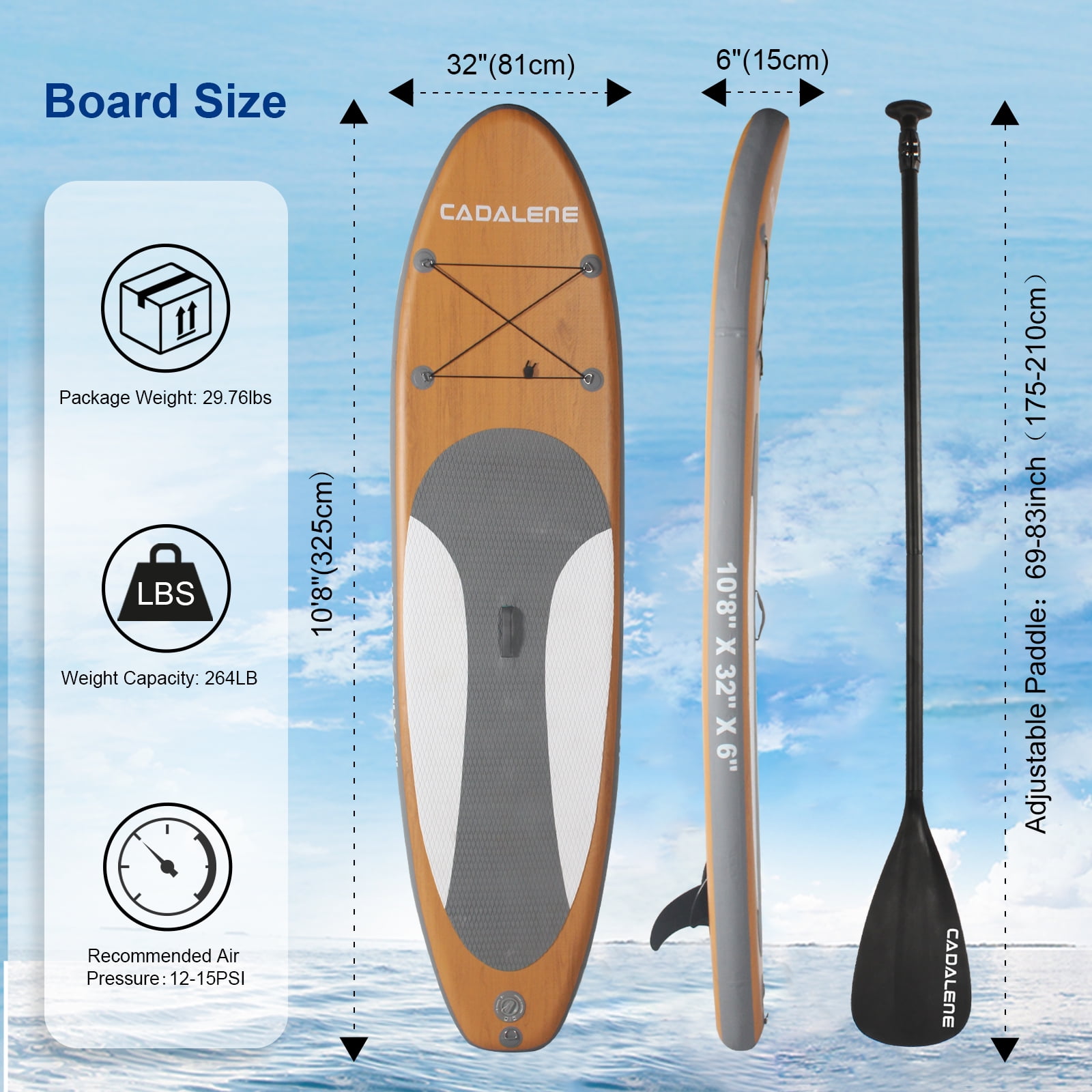CADALENE 10'8'' Extra Wide Inflatable Stand up Paddle Board for Adults & Youth of All Skill Levels, with Premium SUP Accessories