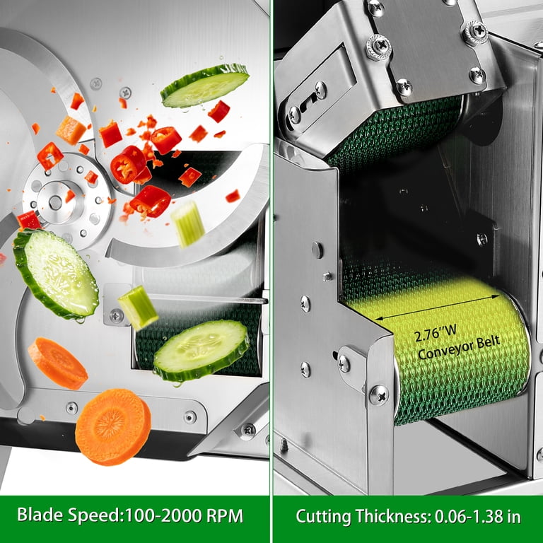 JHKNNK 200W Commercial Vegetable Slicer, 100kg/h 1.5‑35mm Adjustable ...