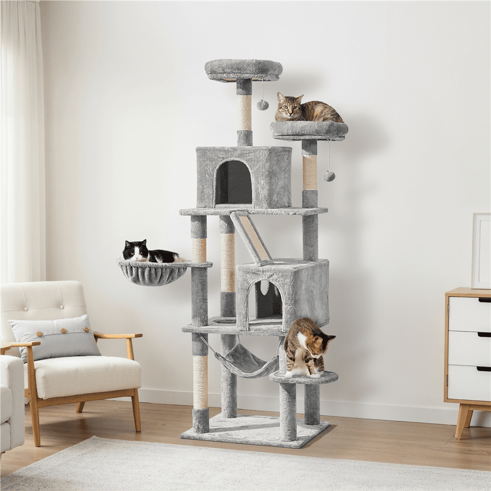 Yaheetech 71''H Multi-Level Cat Tree Tower with Condos, Light Gray