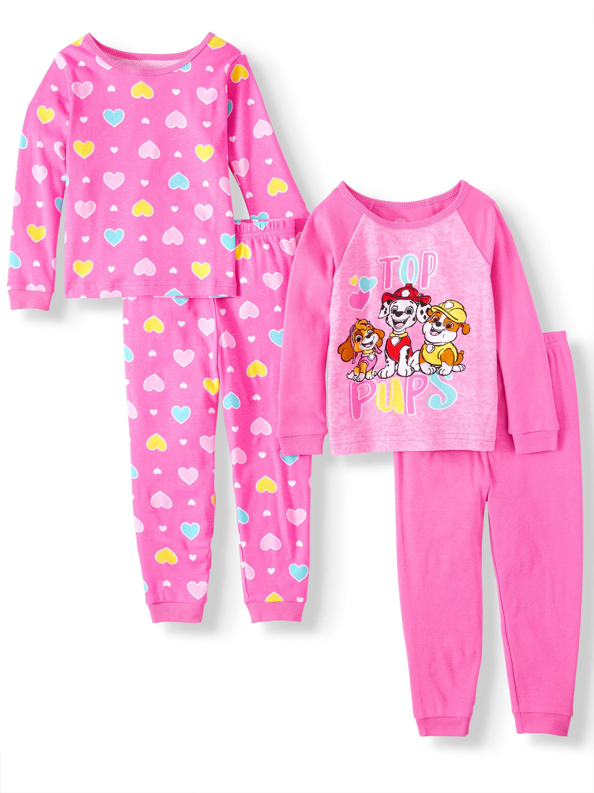 Paw Patrol Toddler Girl Long Sleeve Cotton Snug Fit Pajamas, 4Pc Set ...