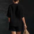 thumbnail image 4 of ZIXKCGDSE Women 2 Piece Linen Short Sets V Neck Pullover Shirt and Shorts Summer Outfits Size XL, 4 of 4
