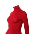 thumbnail image 4 of A2Y Women's Lightweight Fitted Funnel Neck Cotton Long Sleeve Top Deep Red S, 4 of 5