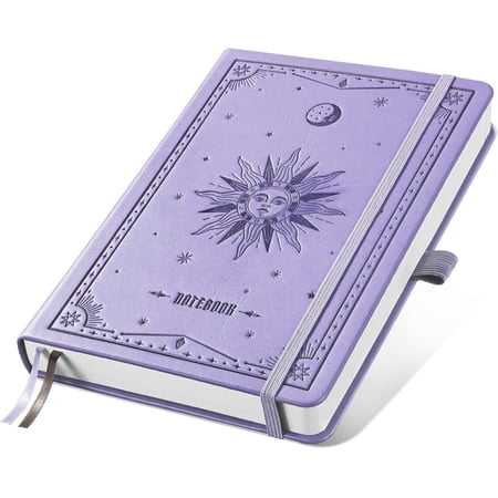Dotted Journal Notebook 192 Pages A5 Size (5.7 x 8.3 ) | Leather Hardcover 100 GSM Thick Paper for Journaling Planning & Sketching Sun Debossed (Light )