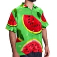 thumbnail image 2 of Watermelon Men's Short Sleeve Printed Button Down Beach Shirt Casual Summer Unisex Tops with Spread Collar, 2 of 6