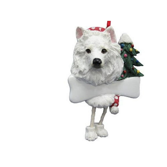 American Eskimo Ornament "Dangling Legs" Hand Painted and Easily Personalized