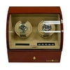 Pangaea D230 Automatic Watch Winder - Glossy Brown Wood Finish with Drawer - Double