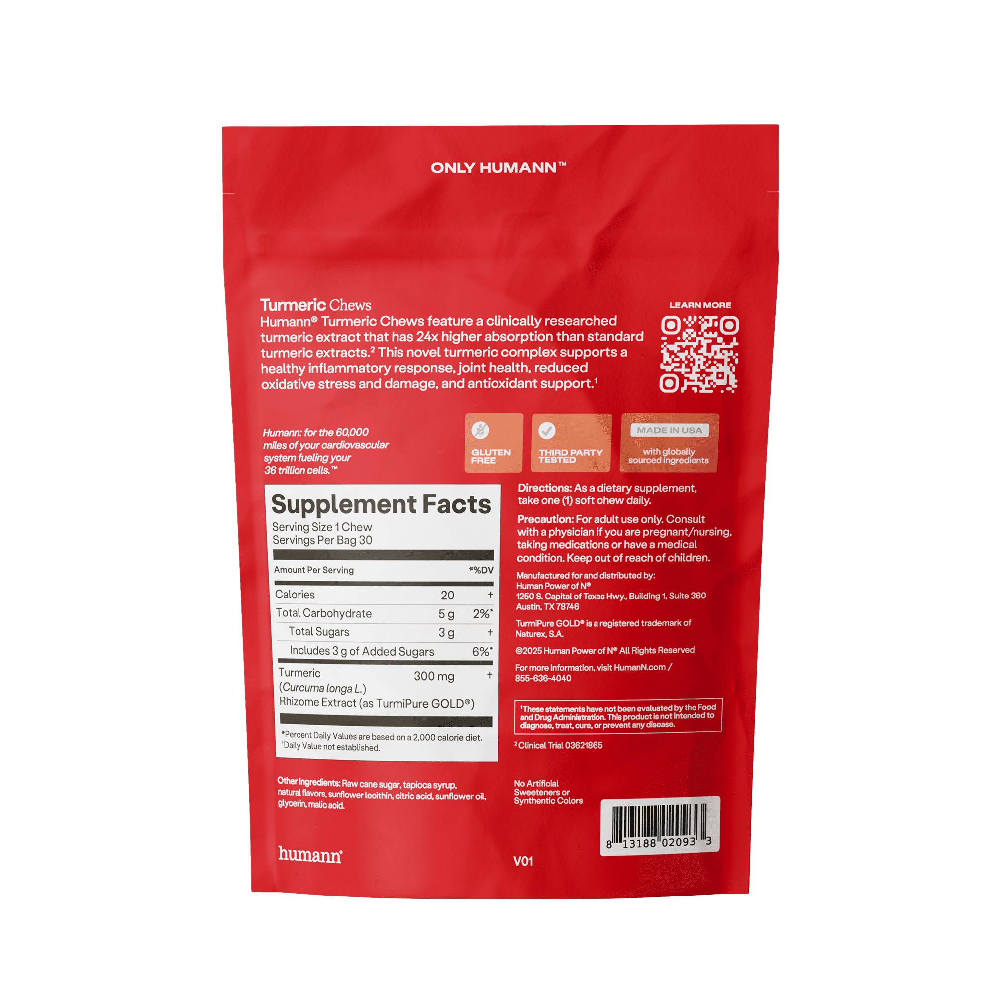 Humann Turmeric Chews Supplement – Clinically Studied High Absorption Curcumin Complex - Orange Citrus Flavor – from SuperBeets Makers – Joint Health – 30 Count