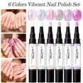 thumbnail image 3 of 6 Colors Nail Polish Pen Set, Pearl Shimmer Nail Polish Pens, Water Based Nail Art Polish, Quick Dry Nail Paint Markers with Brush Tip for DIY Home Manicure, No UV Lamp Needed, 3 of 9