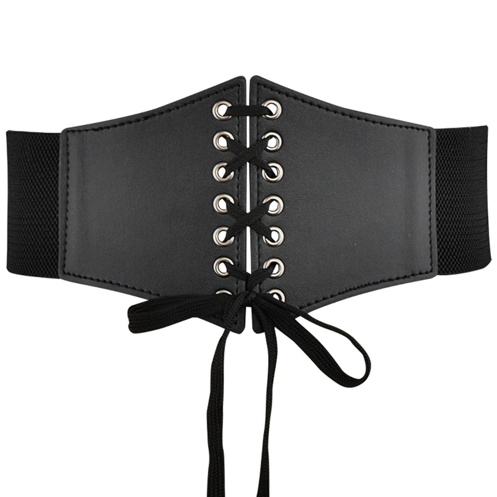 Black Corset Waist Belt for Women,Wide Elastic Tie Waspie  display picture 1