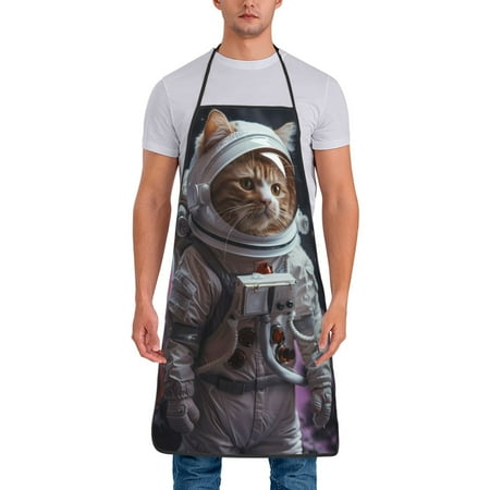 

Gaeub Cat Astronaut In Space Print Apron for Men and Women Waterproof Apron for Cooking Dishwashing Lab Butcher Dog Grooming