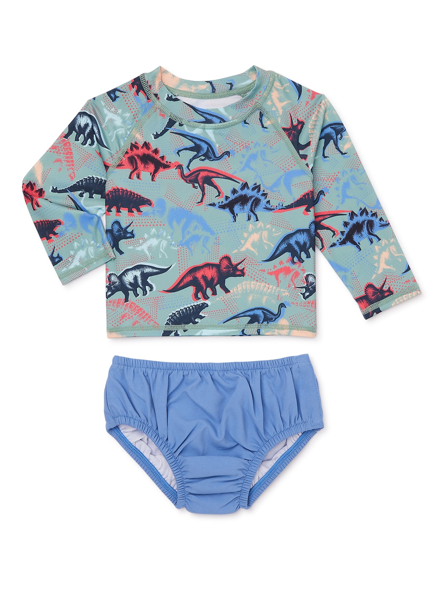 Wonder Nation Baby Boy Rashguard and Diaper Cover Swim Set with Hat, 3