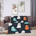 thumbnail image 6 of DouZhe Ultra-Soft Micro Fleece Lightweight Flannel Bed Blanket, Cute Halloween Theme Ghosts Print Cozy Warm Throw Blankets, 40"x30", 6 of 7