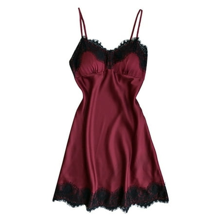 

Ochine Women s Sling Lace Nightgowns Cool Thin Sleepwear V-Neck Nightdress